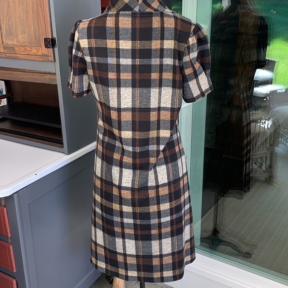 Jessica Howard dress autumn plaid fall fabric short sleeve sz 10 fully lined - Picture 6 of 12